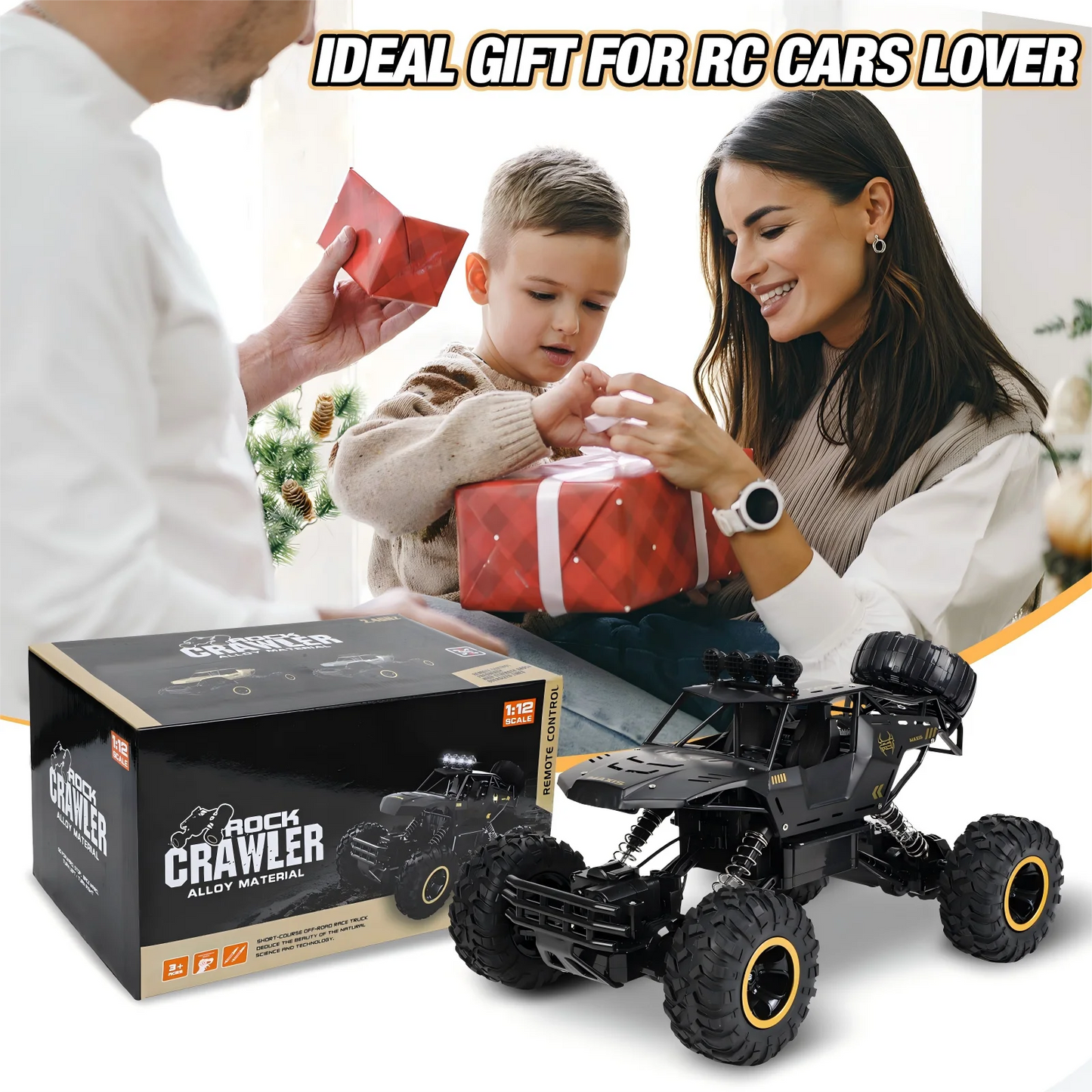 Wowehicle 1:12 Large RC Cars,4WD Large Remote Control Monster Truck 2.4 GHz Alloy RC Cars for Kids